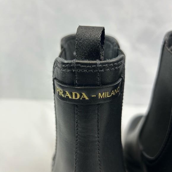 PRADA 
Vitello Montana Lug Sole Chelsea 55mm Boots - Picture 7 of 13